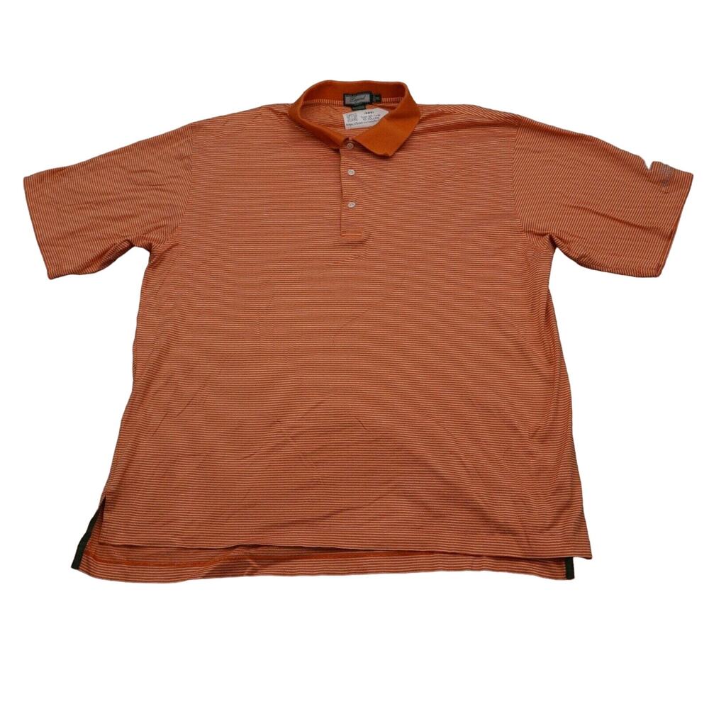 House Of Carrington Shirt Mens 2XL Orange Pinstripe Polo Short Sleeve Logo